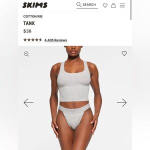 Skims Cotton Ribbed Tank Grey